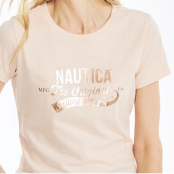Nautica Women's M Gold Foil Tee NEW - Picture 2 of 14